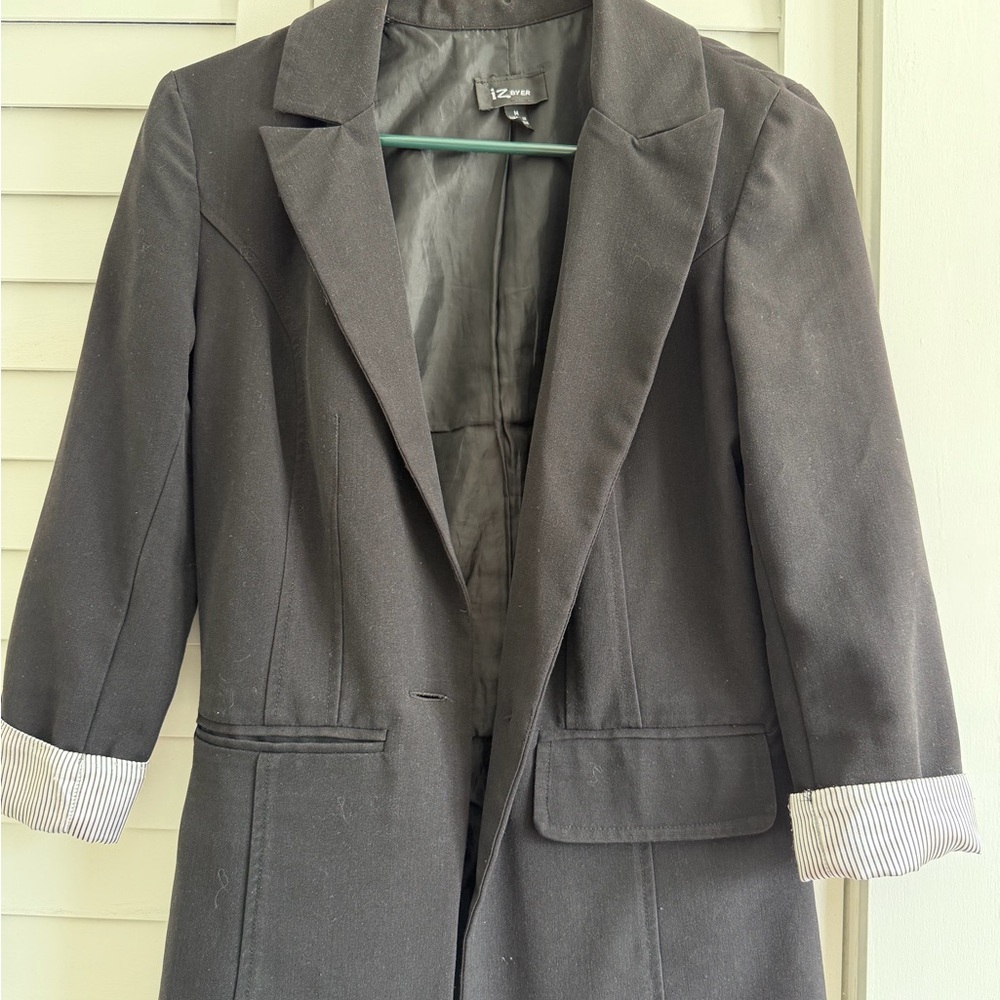 Iz Byer Charcoal Blazer with Striped Lining